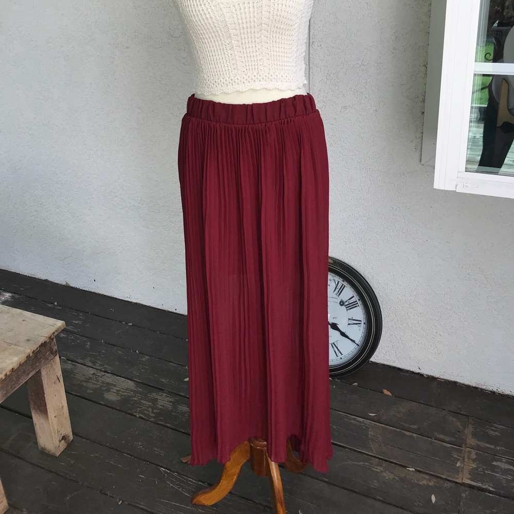Pleated High-Low Skirt